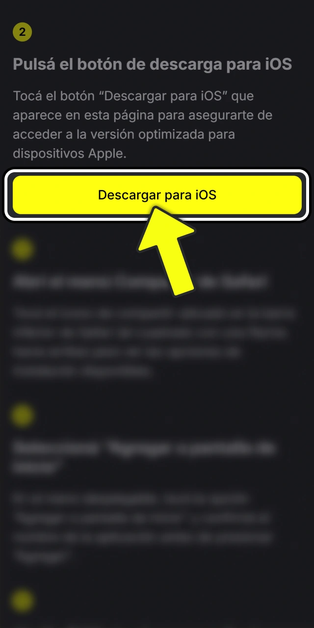 Tocá el botón de descarga para iOS en Fortunazo oficial.