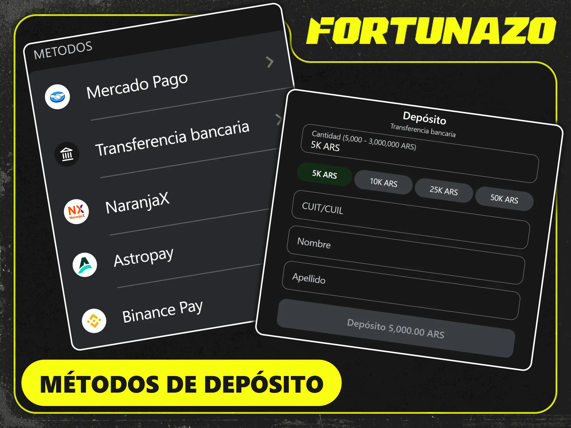 Descubrí las opciones de depósito más utilizadas en Fortunazo Argentina.